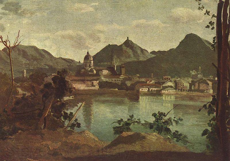 Jean-Baptiste Camille Corot Stadt und See von Como Spain oil painting art